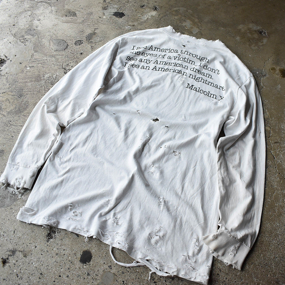 90's ボロ！ “40 Acres×Malcolm X“ ロングスリーブTシャツ USA製 250707H