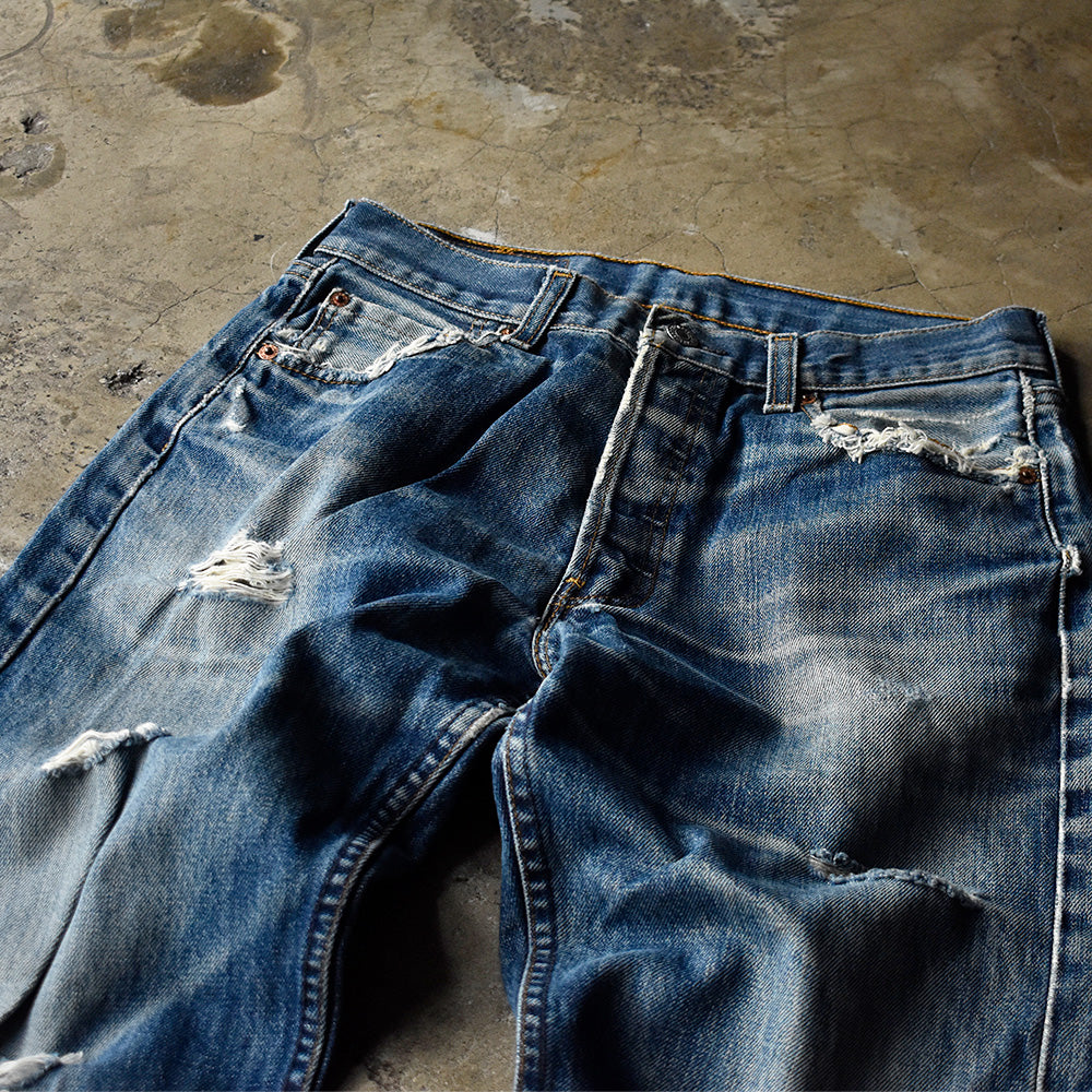 90's～ ヒゲ！ダメージ！ Levi's 501 デニムパンツ Euro製 240318H