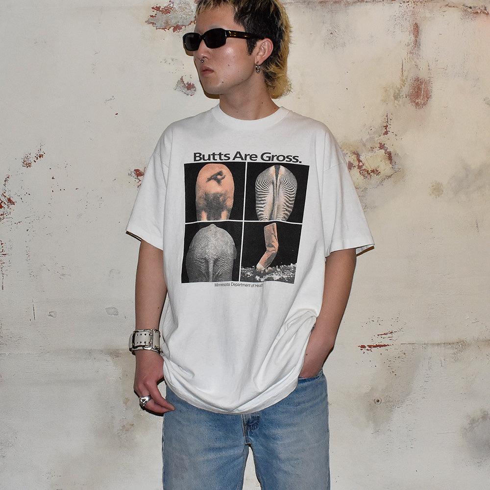 90's ”Butts Are Gross” art Tシャツ USA製 240331H