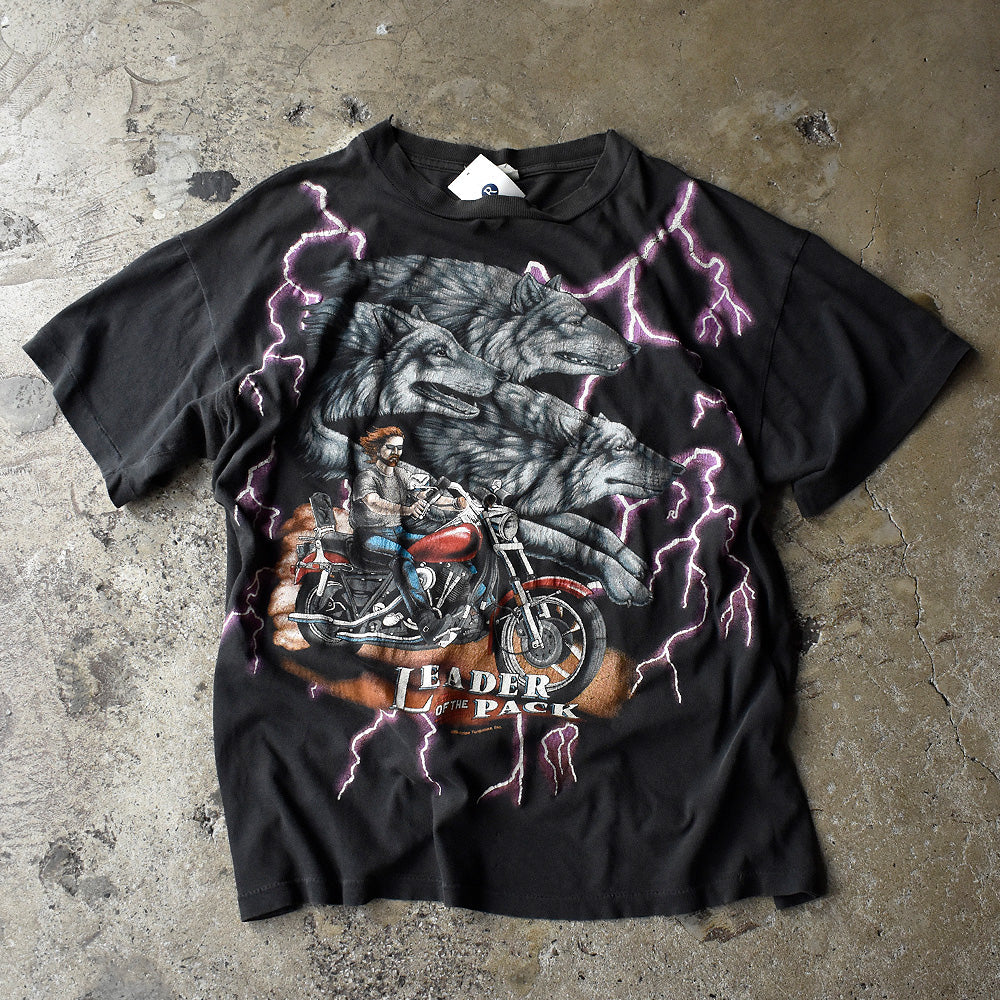 90's AMERICAN THUNDER “ wolf× biker“ Tシャツ 240804H