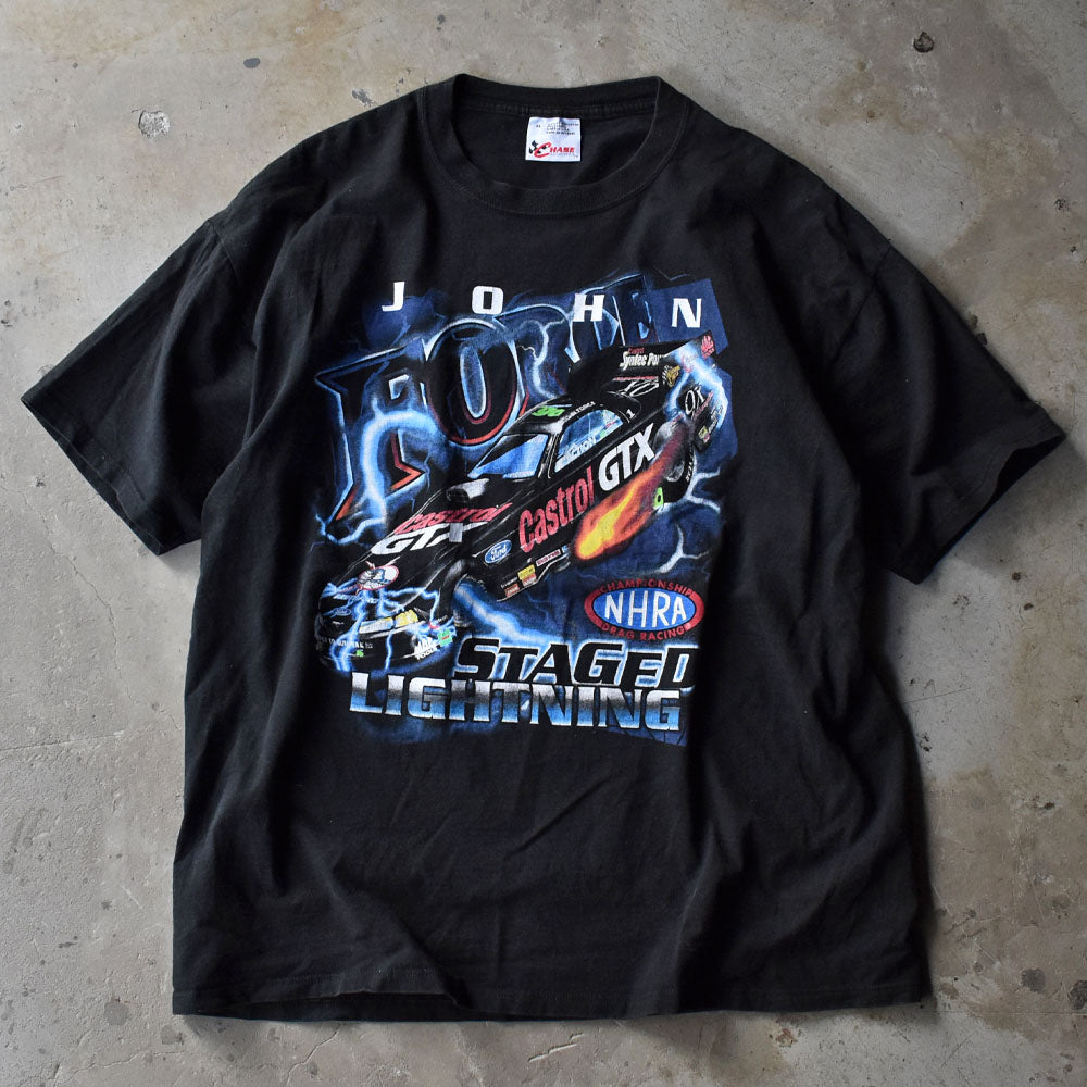 Y2K NHRA “John Force” レーシング Tシャツ USA製 240810