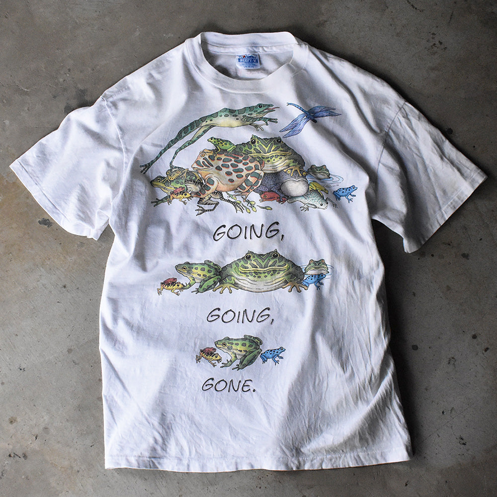 90's Hanes “GOING, GOING, GONE.” カエル プリント Tシャツ USA製 240409