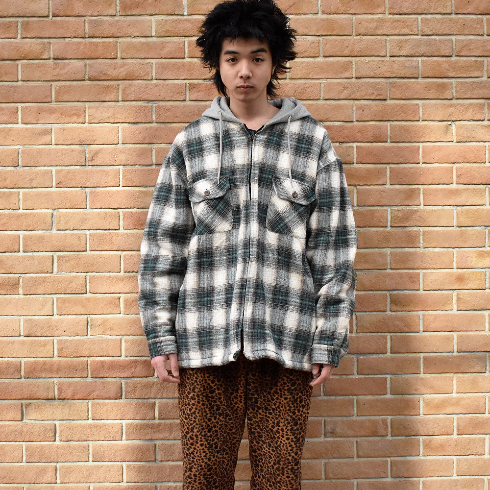 Y2K SCHMIDT WORKWEAR  ボアライナー オンブレチェック フード付きネルシャツ 250120H