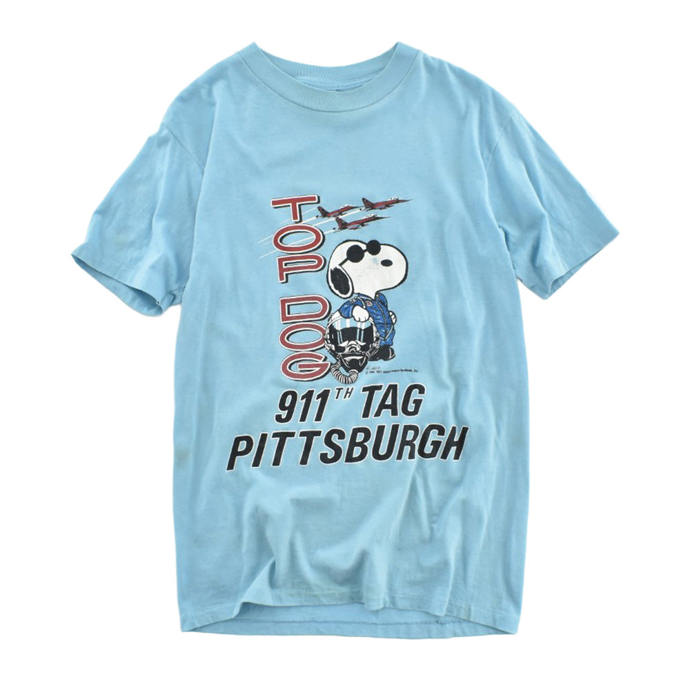 80's PEANUTS Snoopy "TOP DOG" 911th TAG Pittsburgh キャラT 260804H
