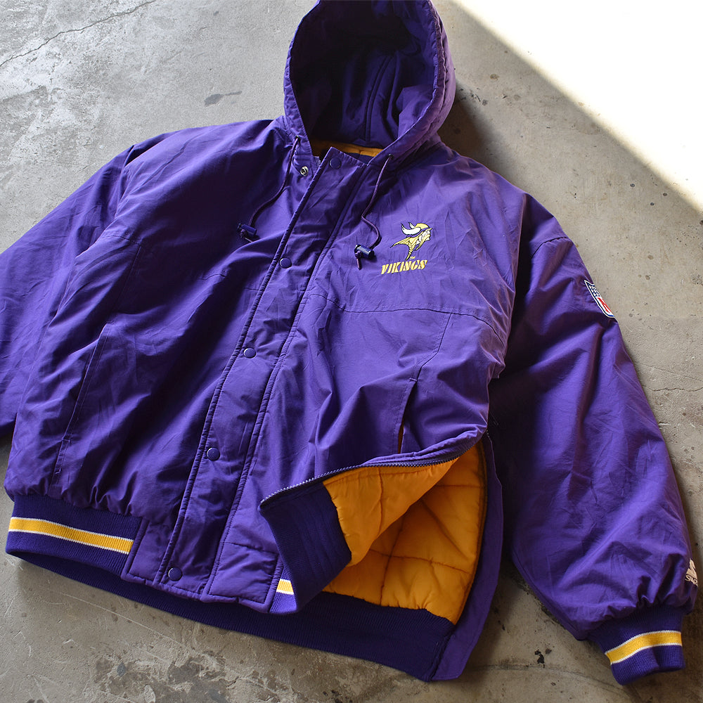 90's STARTER "NFL Minnesota Vikings" 中綿入り フード ナイロンジャケット 231213