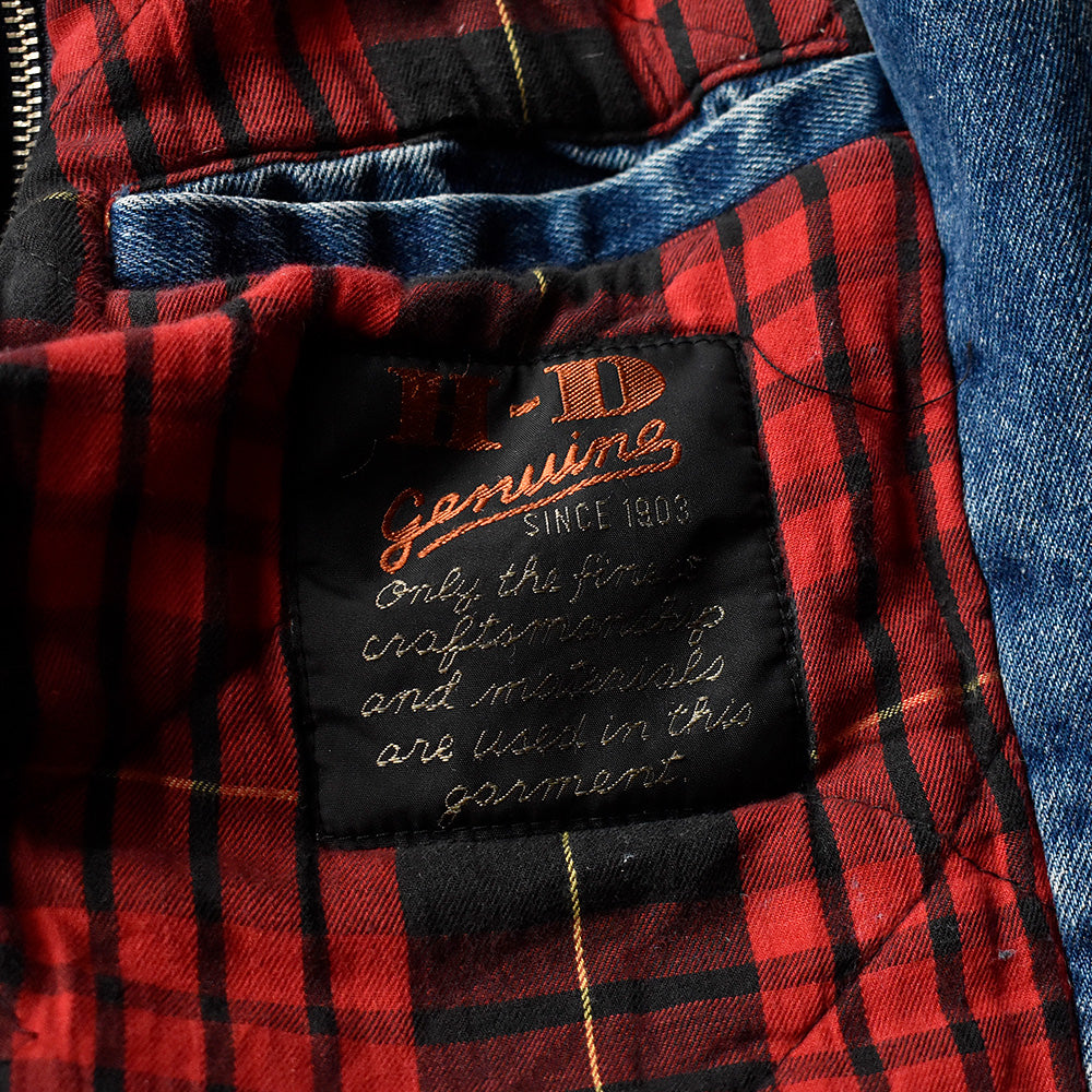 80's～ Harley Davidson 2Way type！ デニム ライダースジャケット チェックライナー 241008H