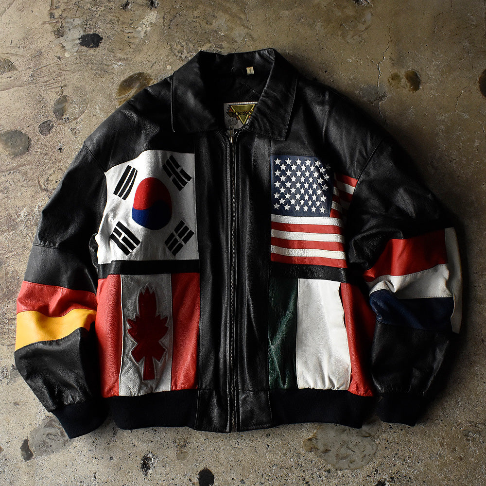 90's phase2 “National flag” レザージャケット 231004H