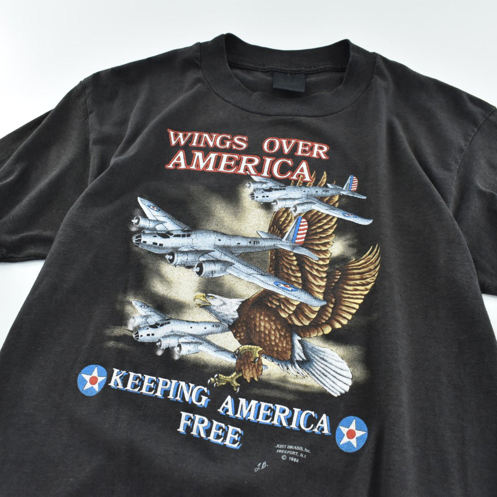 80's 3D EMBLEM "WINGS OVER AMERICA"  ミリタリーTシャツ 260626H