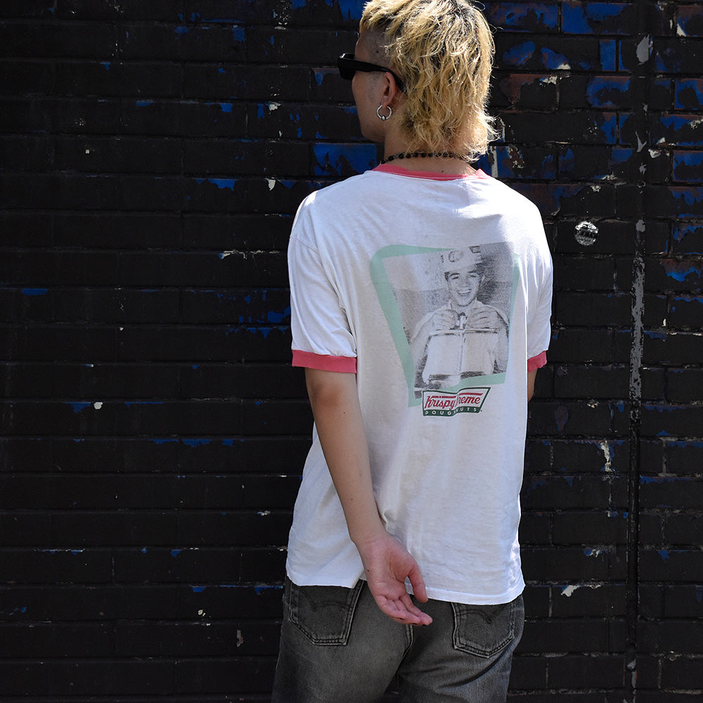 90's “Krispy Kreme Doughnuts“ リンガーTシャツ USA製 240813H