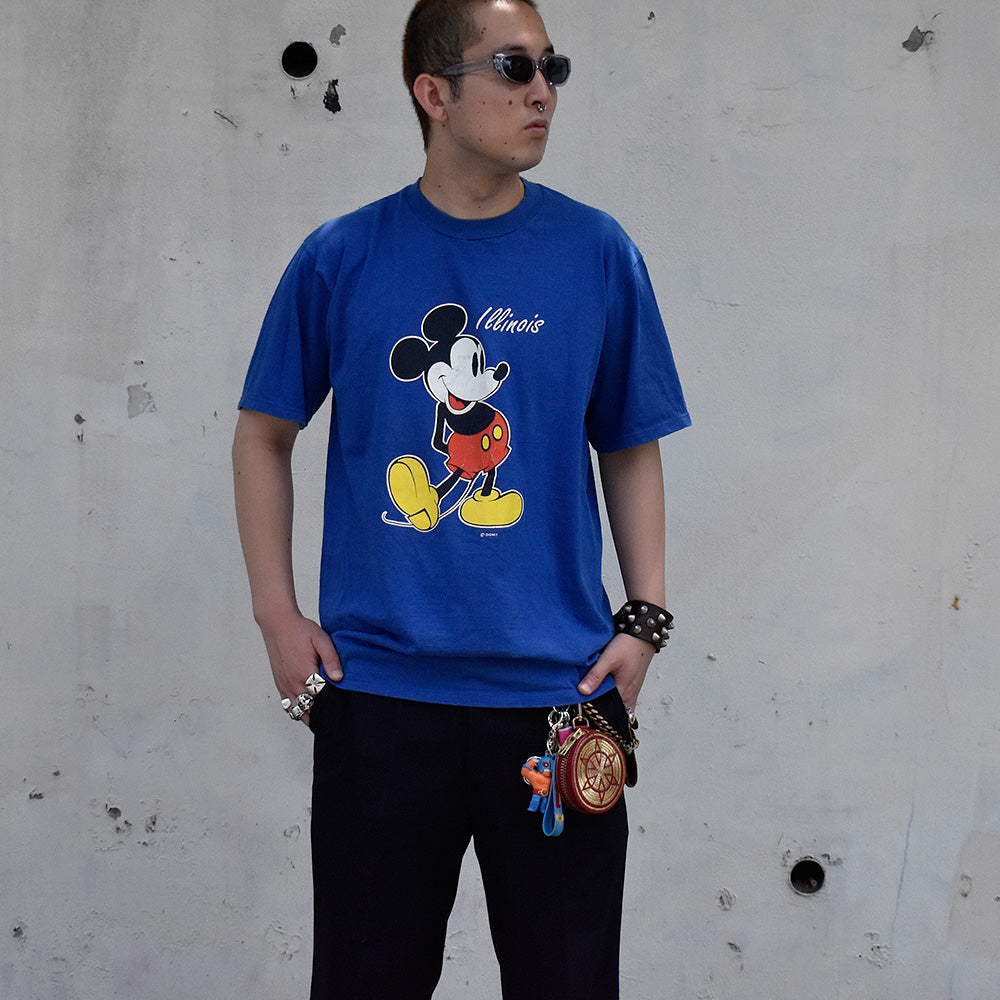 90's レアカラー！ Disney “Mickey“ ブルー！ Tシャツ USA製 250720H