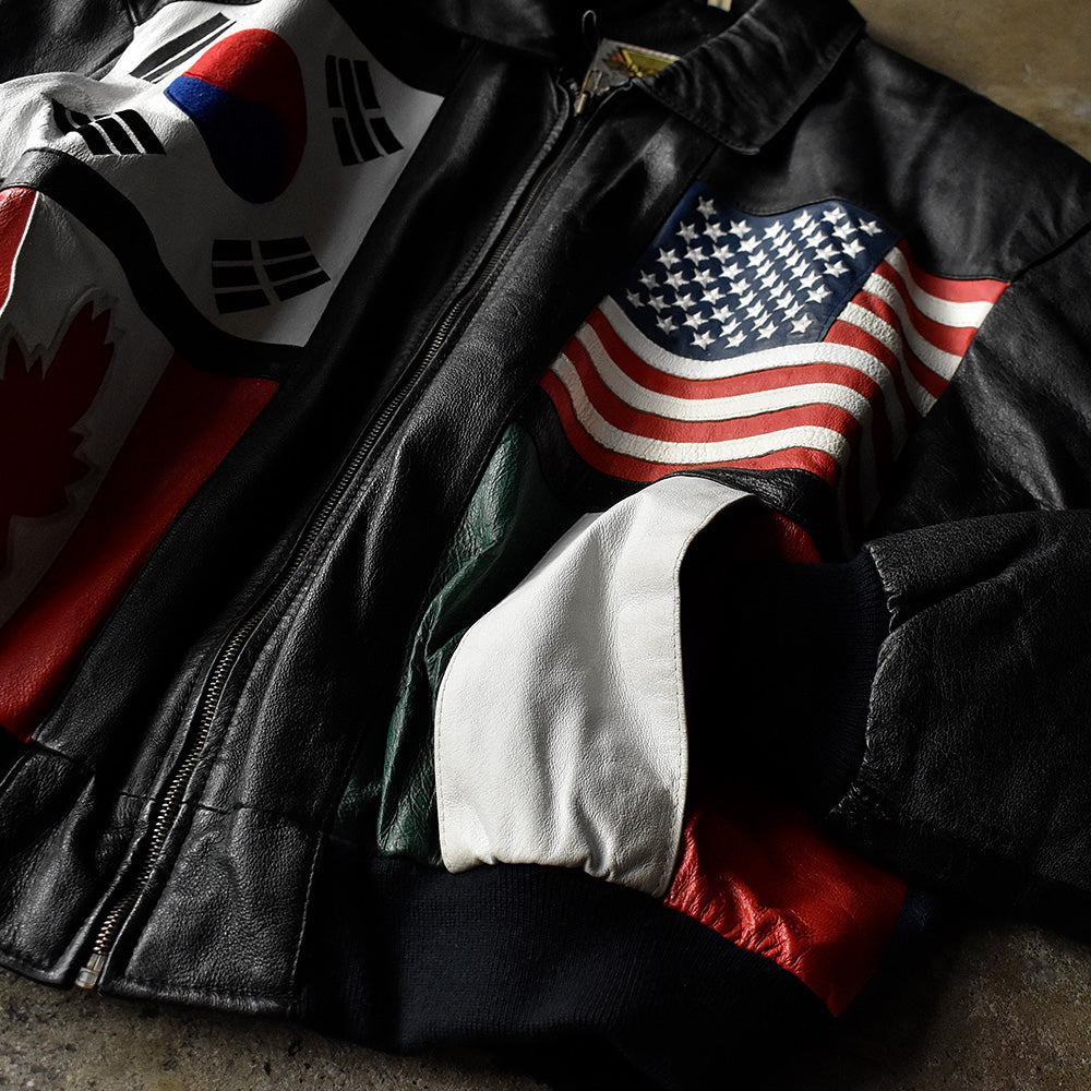 90's phase2 “National flag” レザージャケット 231004H