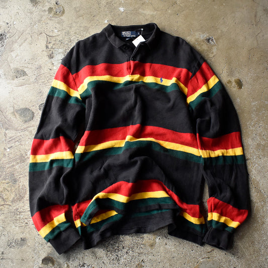90's POLO Ralph Lauren ラスターカラー! 鹿の子 ボーダー柄 ポロシャツ USA製 240917H