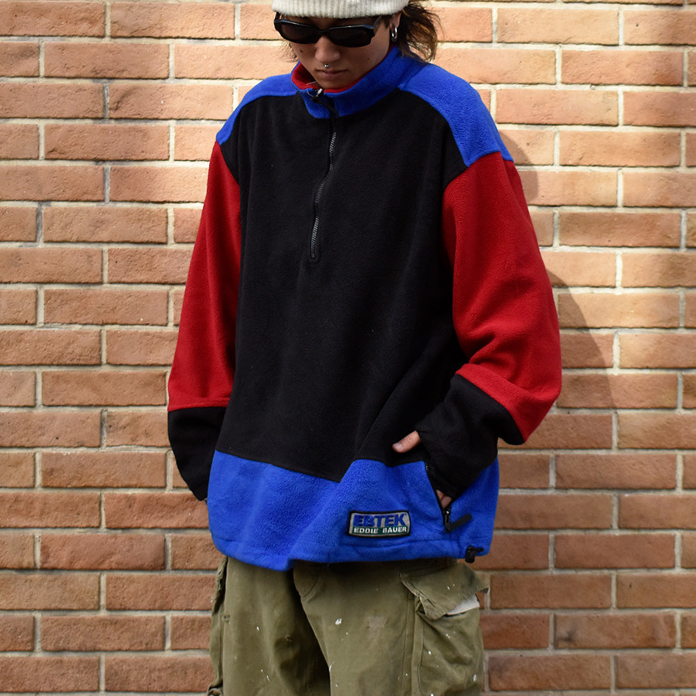 90's EBTEK Eddie Bauer ハーフジップ フリースプルオーバー USA製 231206H