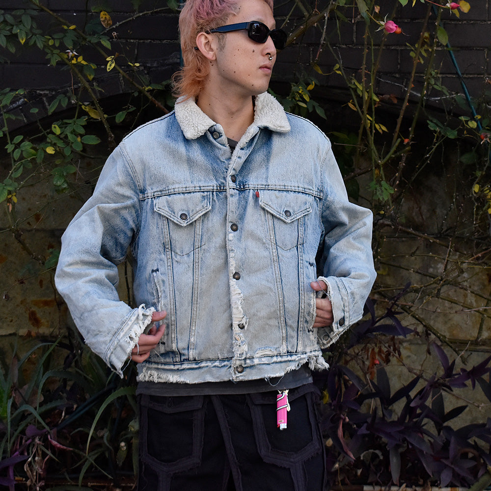 80's ボロ！ Levi's 70608-0216 デニムボアジャケット USA製 240105H