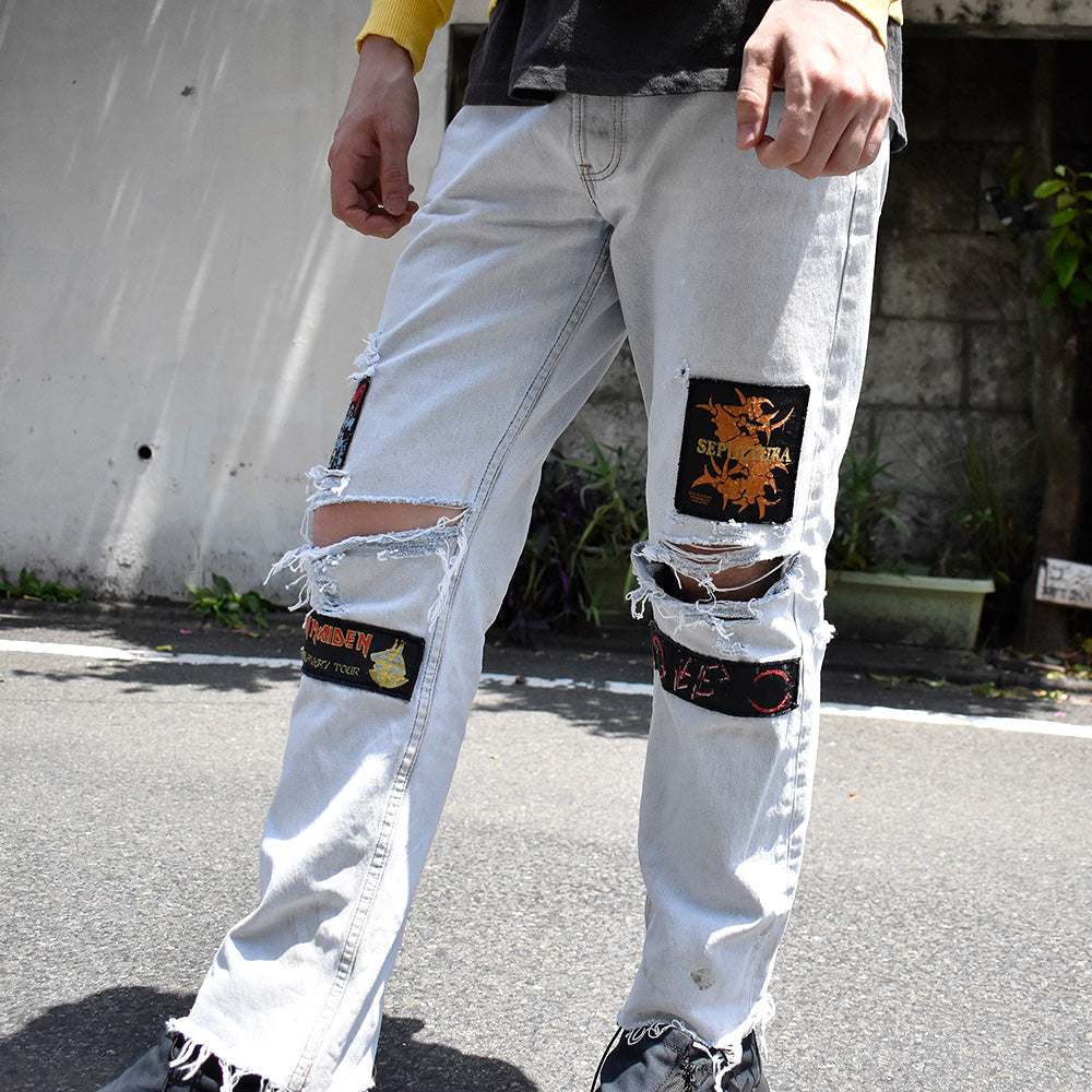 Y2K パッチカスタム！ Levi's 501 “メタル“ デニムパンツ スペイン製 アイスブルー 250520H