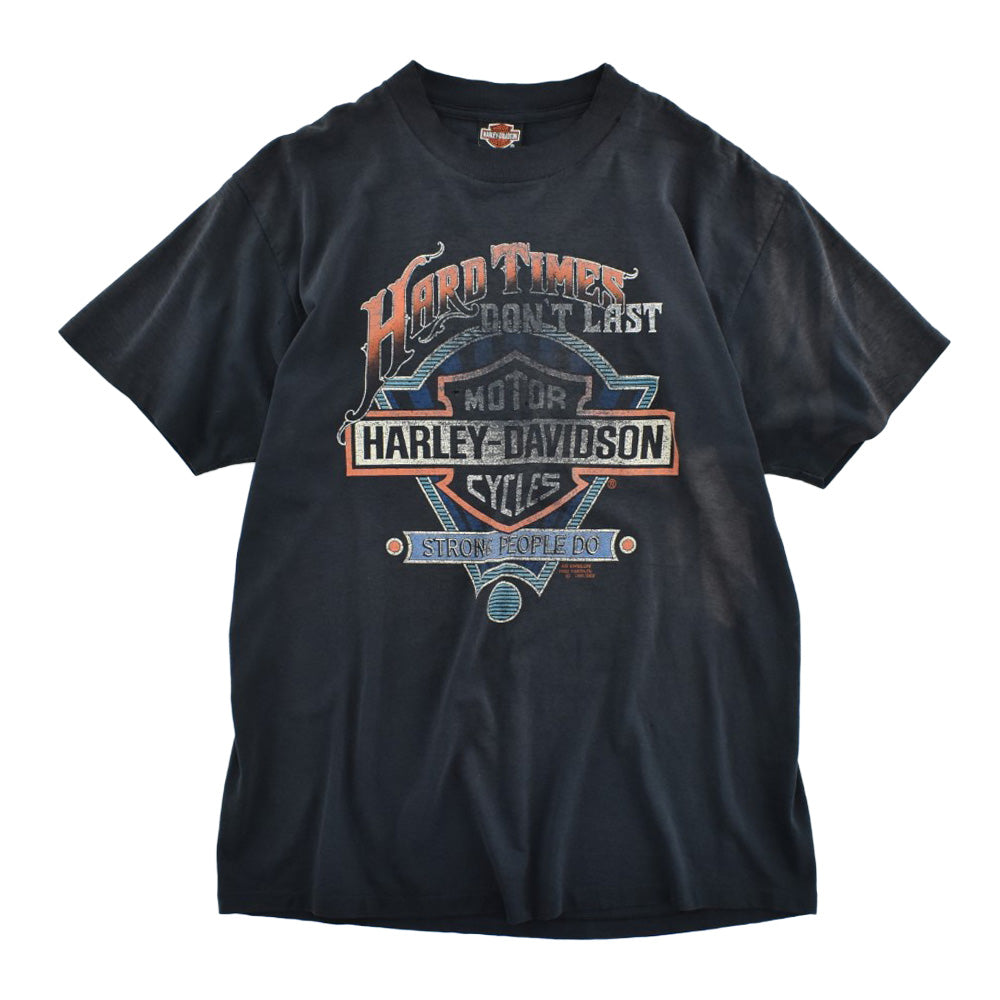 90's HARLEY-DAVIDSON / 3D EMBLEM "Hard Times Don't Last" ハーレーT 260623H