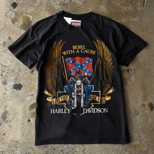 80's Harley-Davidson “Eagle×Flag” バイク Tシャツ 250828H
