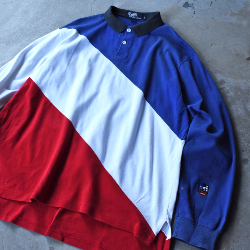 90’s Polo Ralph Lauren “SUICIDE SKI” トリコロール ラガーシャツ 251226H