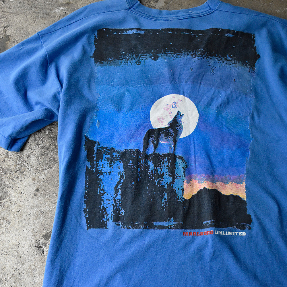 マルボロ UNLIMITED ウルフ ポケットTシャツ 1990年 ブルー USA製 ヴィンテージ