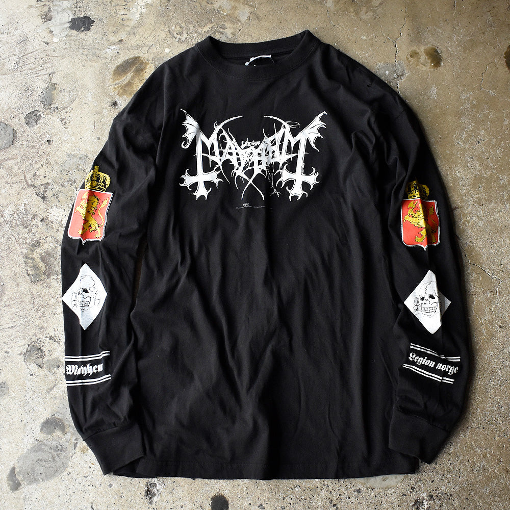 メイヘム Legion Norge バンドロゴ 袖プリント ロングスリーブTシャツ 1997年 ユーロ製 XL ヴィンテージ