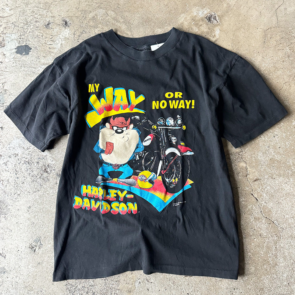 ハーレーダビッドソン ルーニー・テューンズ タズマニアンデビル Tシャツ 1993年 USA製 ヴィンテージ