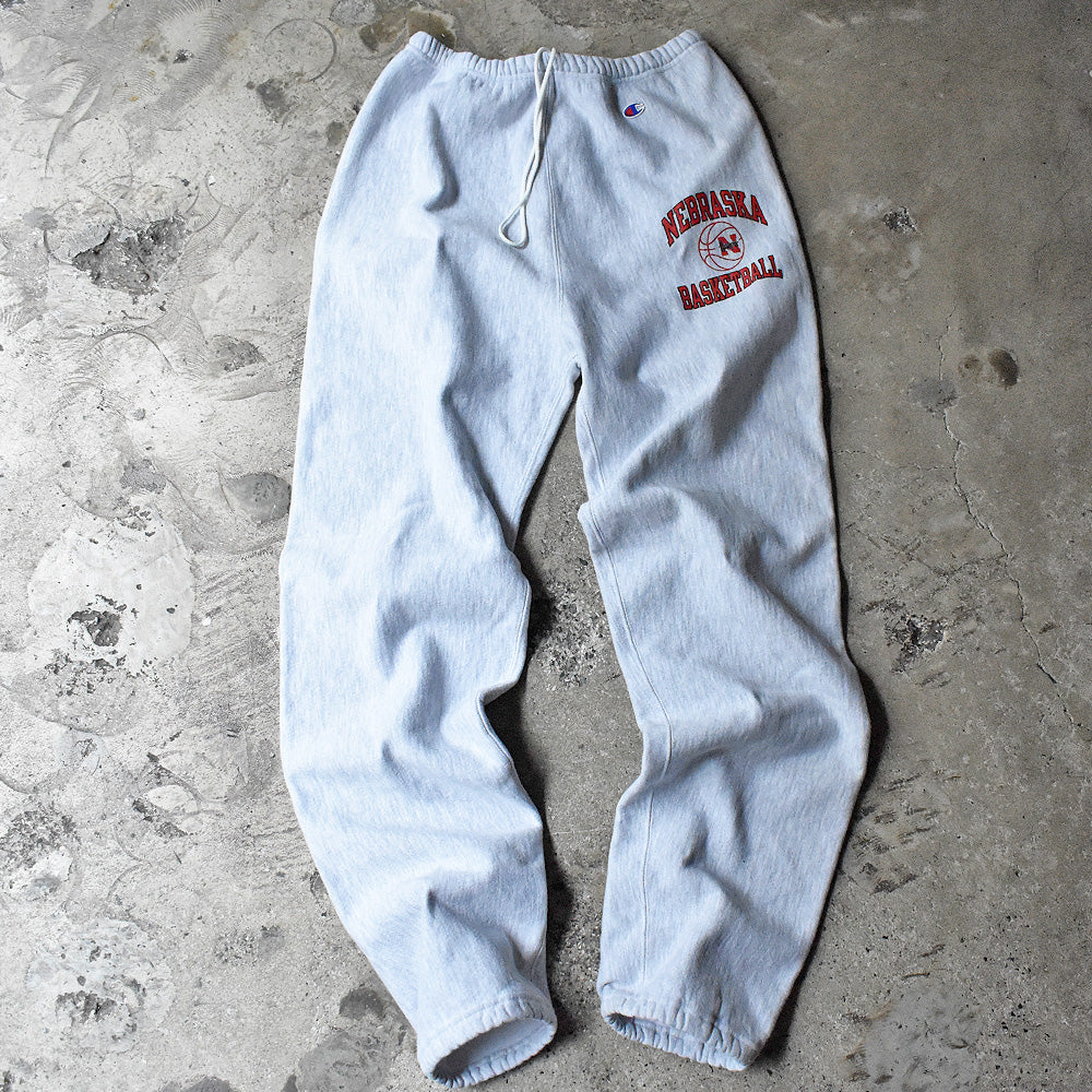 90's Champion “NEBRASKA BASKETBALL” 三段プリント RWスウェットパンツ USA製 240502H