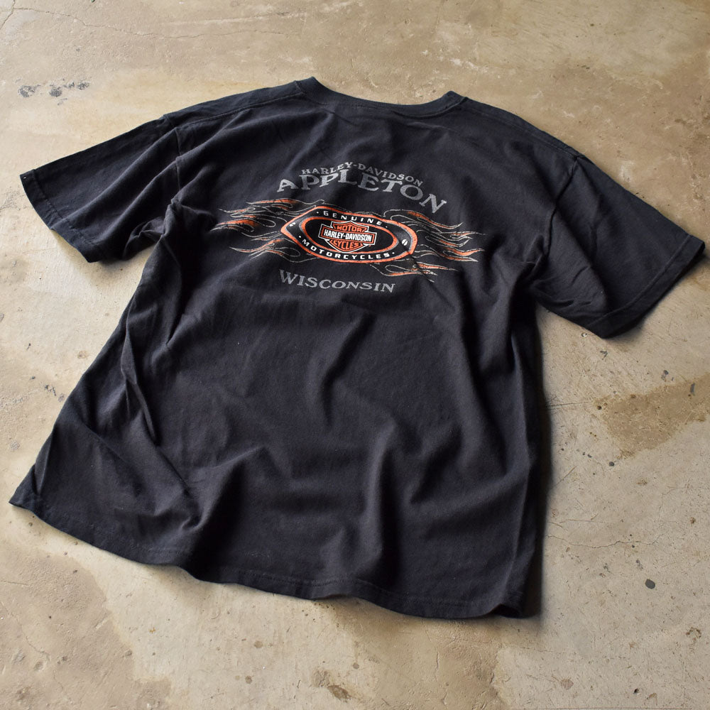 Y2K Harley-Davidson “APPLETON” 両面プリント ポケット Tシャツ USA製 240719