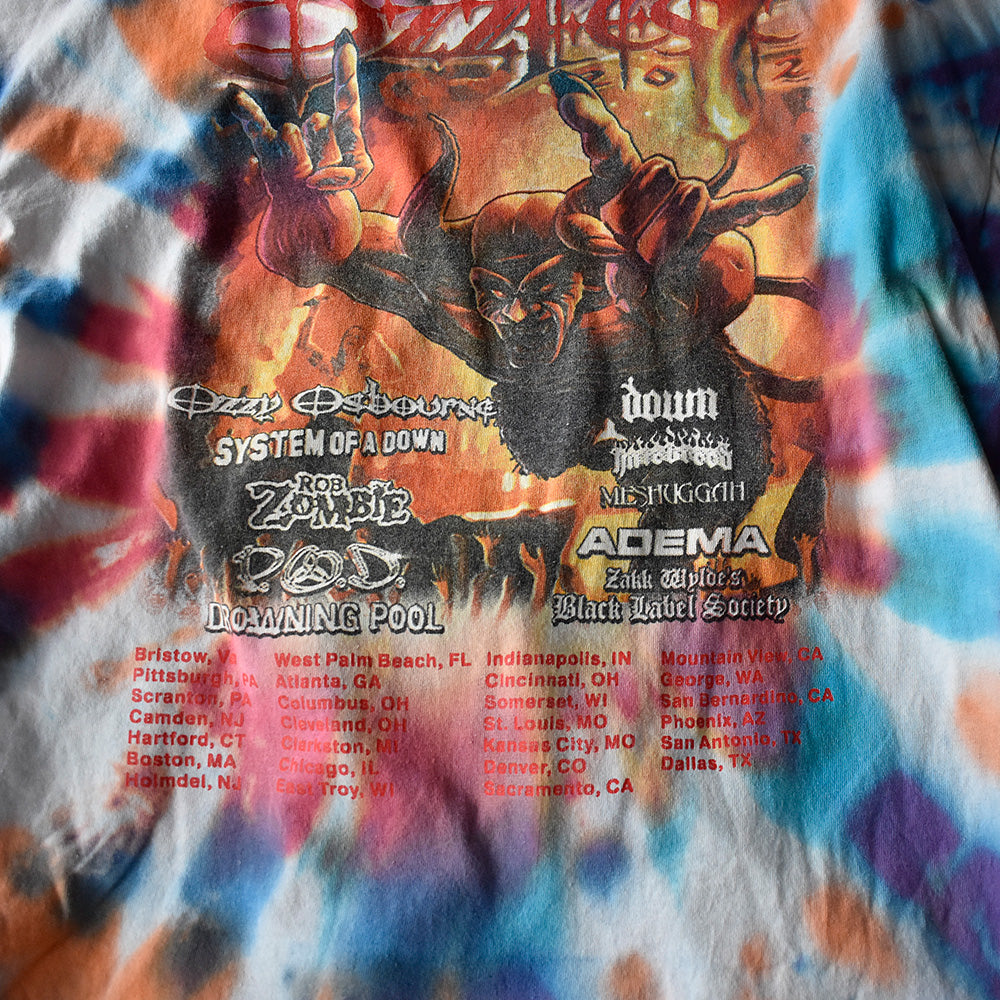 Y2K Ozzy Osbourne "Ozzfest 2002" タイダイ！ フェス ロック Tシャツ 250822H