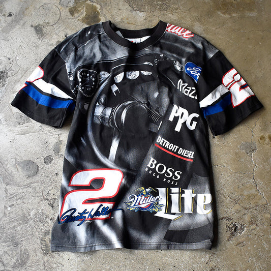 Y2K CHASE authentics "Rusty Wallace #2" AOP! レーシング Tシャツ USA製 240619H