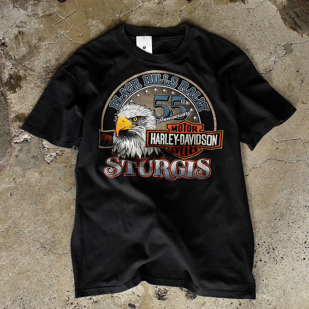 ハーレーダビッドソン Black Hills Rally イーグル Tシャツ 1995年 ブラック ヴィンテージ