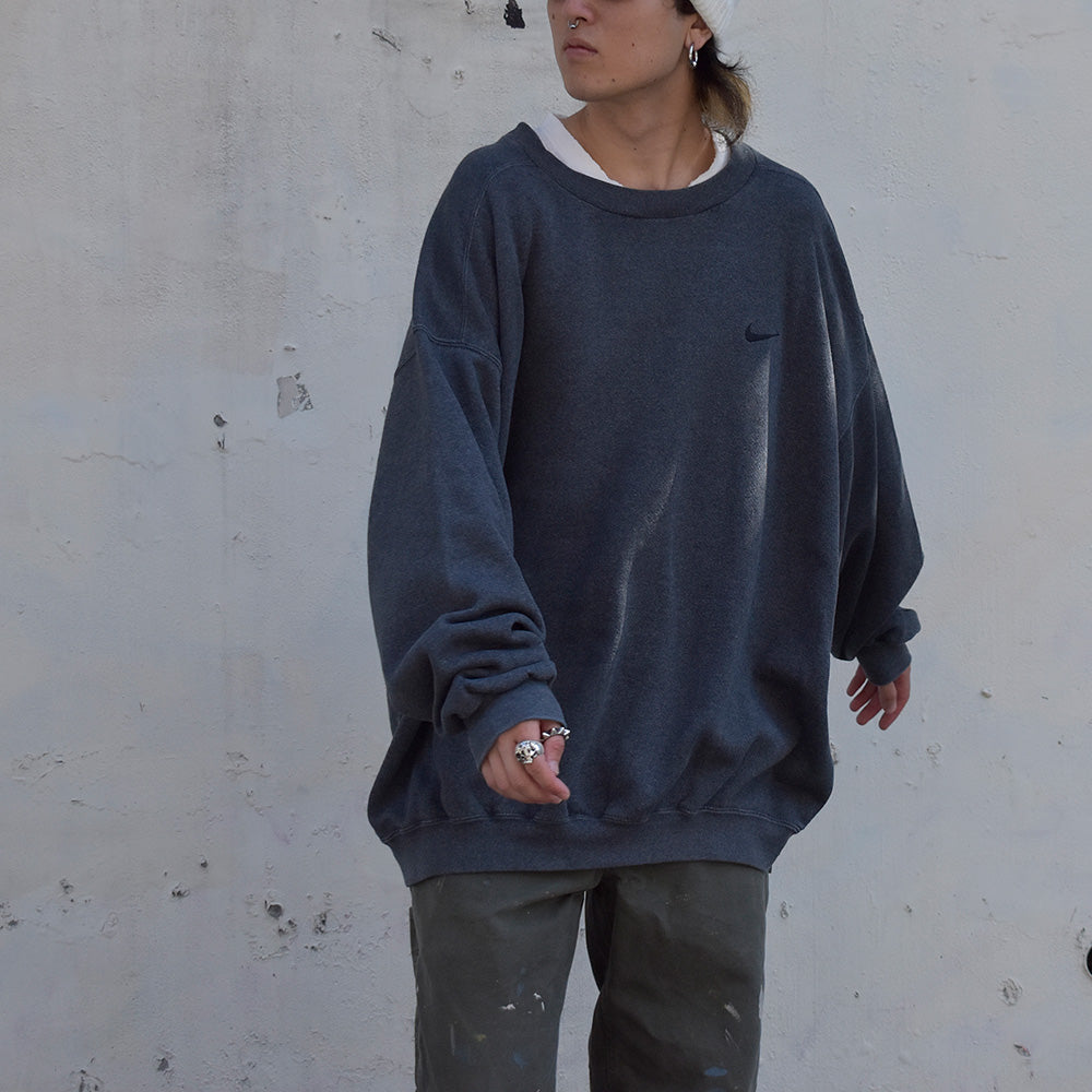 90's big size！ NIKE swooshロゴ刺繍 スウェット USA製 231023H