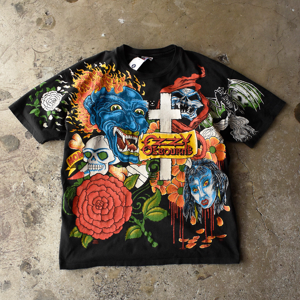 オジー・オズボーン タトゥー総柄 AOP オールオーバープリント Tシャツ 1992年 USA製 ヴィンテージ