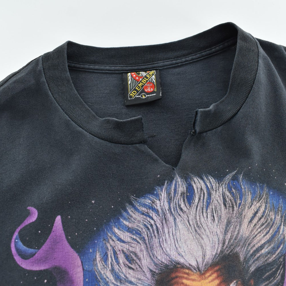 90's 3D EMBLEM "FEAR NO EVIL" ウィザード バイカーTシャツ USA製 260825H