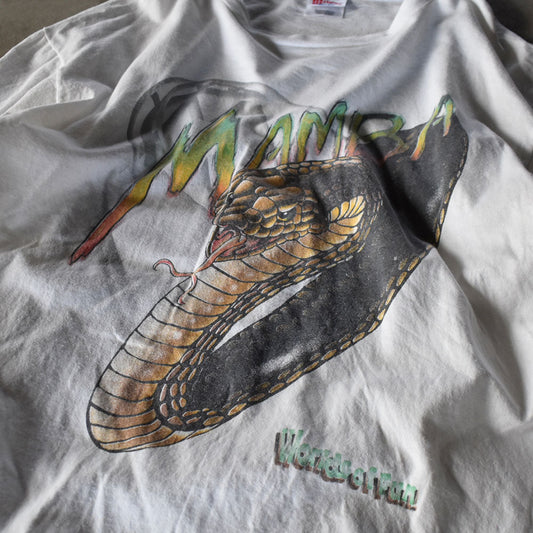 90's “MANBA” 毒ヘビ アニマルプリント Tシャツ 230813