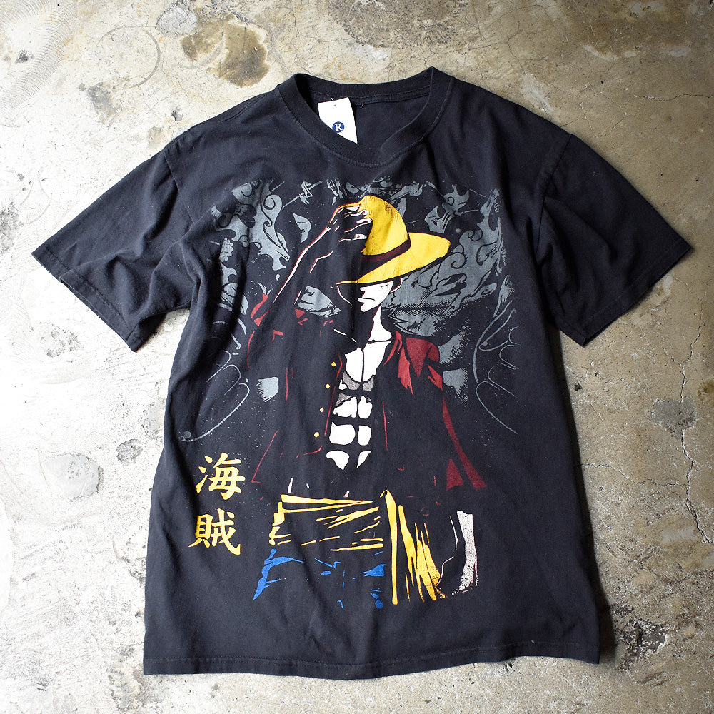 ワンピース ルフィ 海賊 両面プリント アニメTシャツ 2000年代初頭 古着