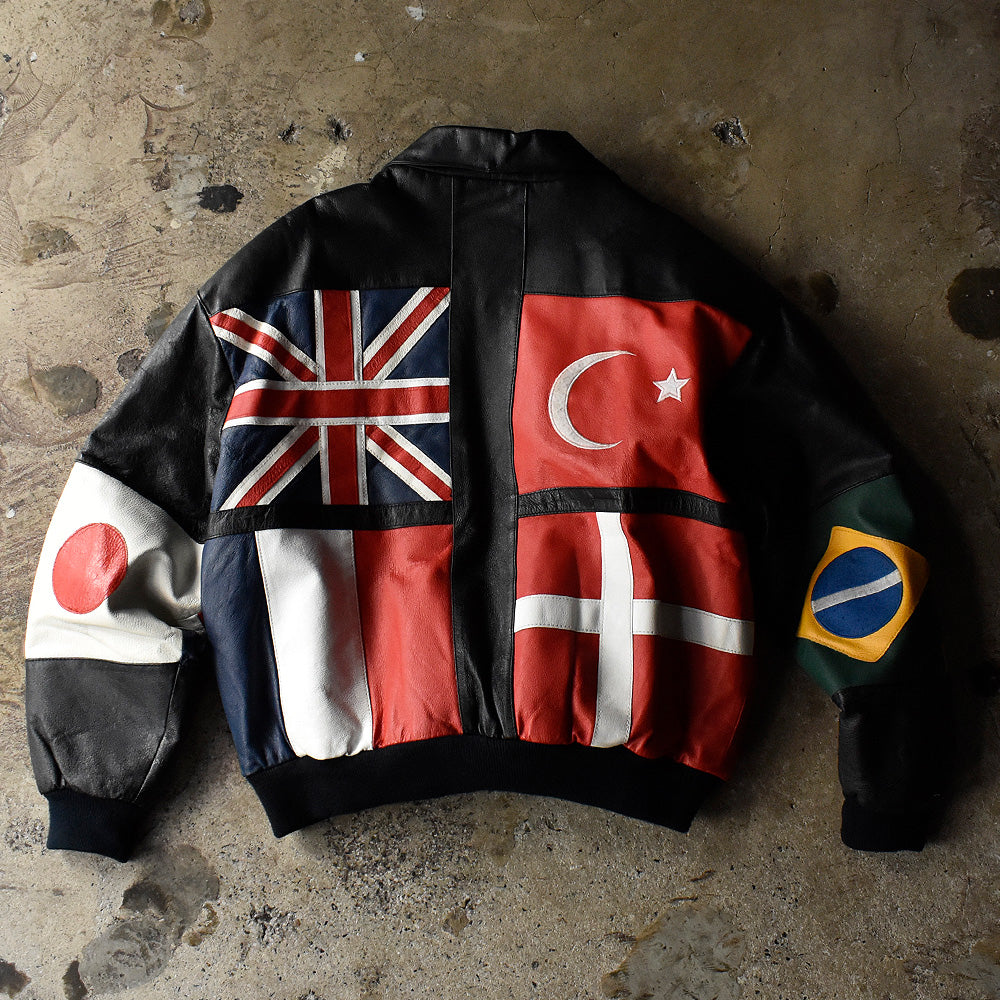 90's phase2 “National flag” レザージャケット 231004H