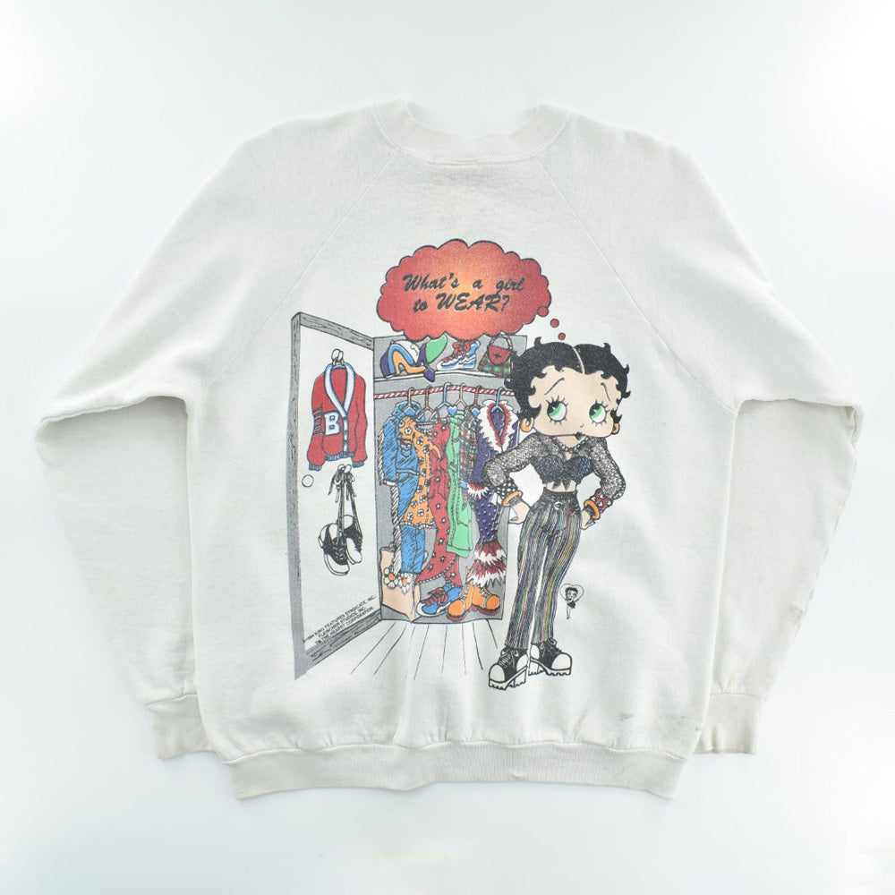 90's FREEZE Betty Boop "What's a girl to WEAR?" AOP スウェット 260313H