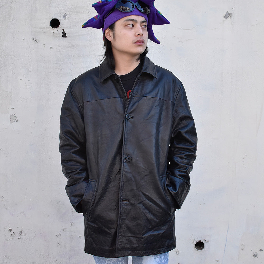 90's Old GAP 名作 レザーカーコート 240129H