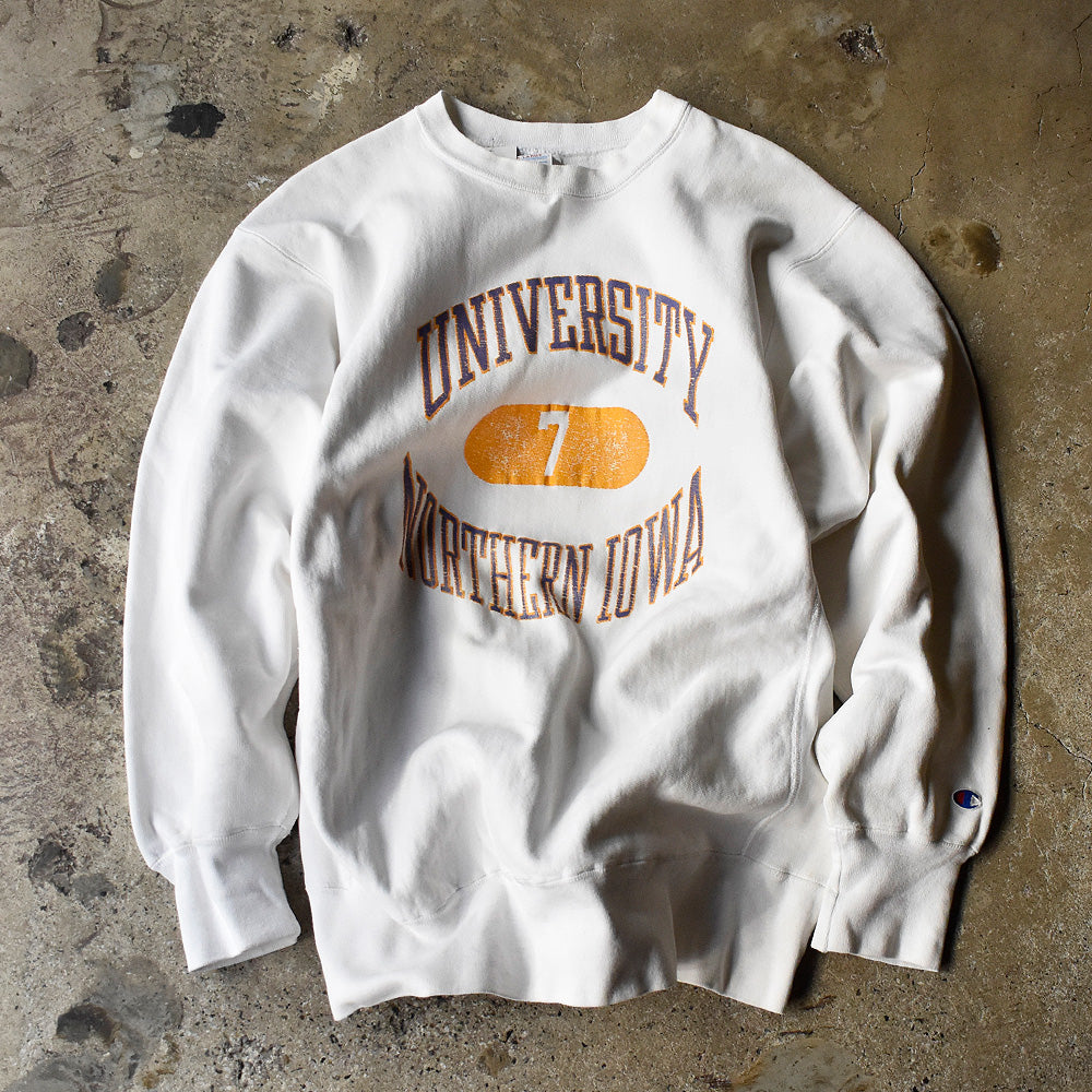 80's Champion “University Northern Iowa” 3段プリント RWスウェット USA製 250210H