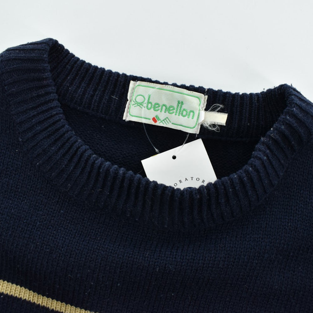 80’s~ benetton ロゴ刺繍 ニット セーター 261016H