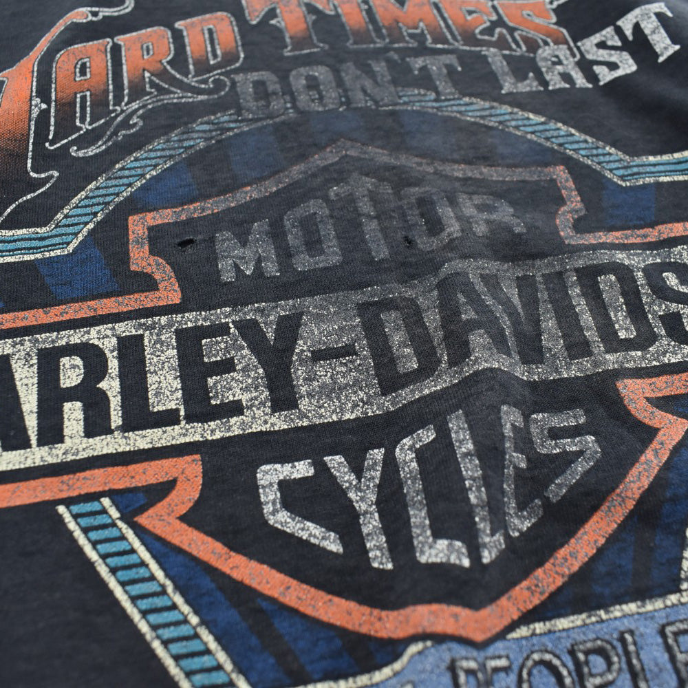 90's HARLEY-DAVIDSON / 3D EMBLEM "Hard Times Don't Last" ハーレーT 260623H