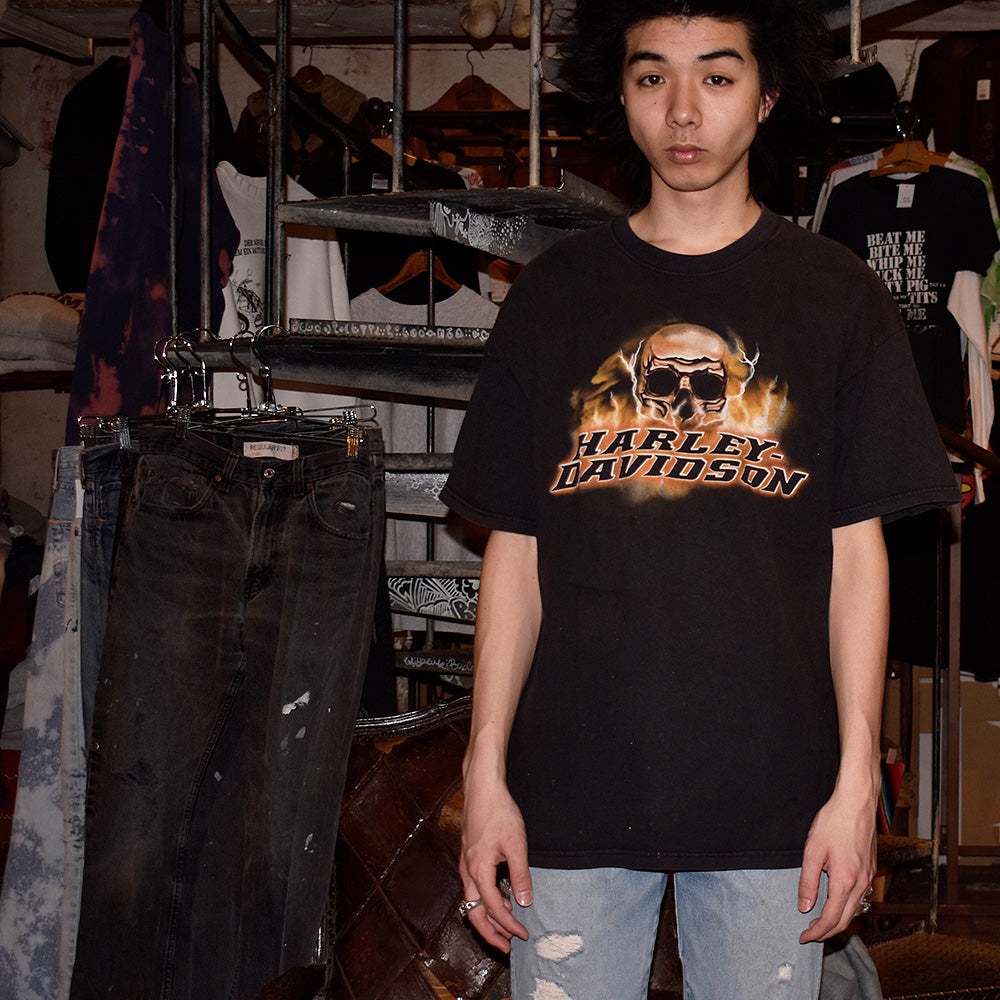 Y2K Harley-Davidson スカルTシャツ 250305H