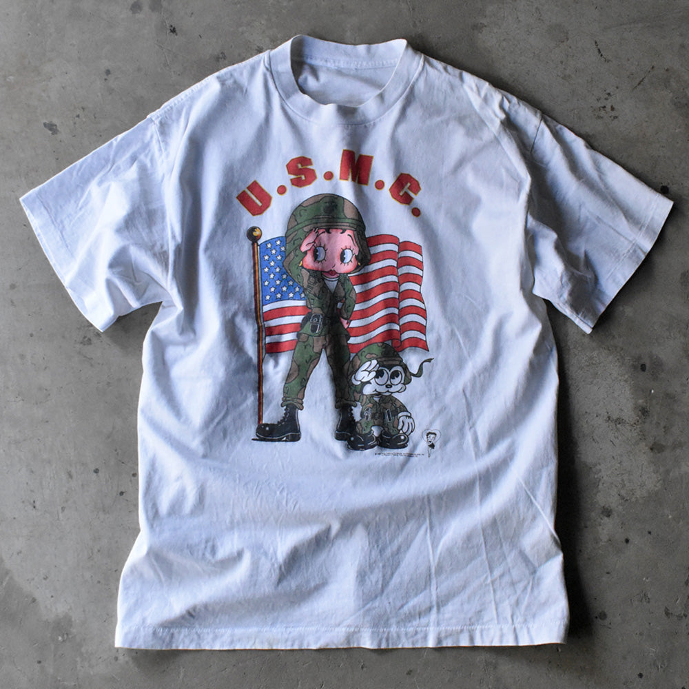 90’s Betty Boop “U.S.M.C.” キャラ Tシャツ 240415