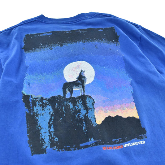 90's Marlboro UNLIMITED "WOLF & MOON" ポケット付きTシャツ 260421H