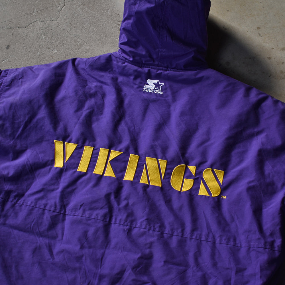 90's STARTER "NFL Minnesota Vikings" 中綿入り フード ナイロンジャケット 231213