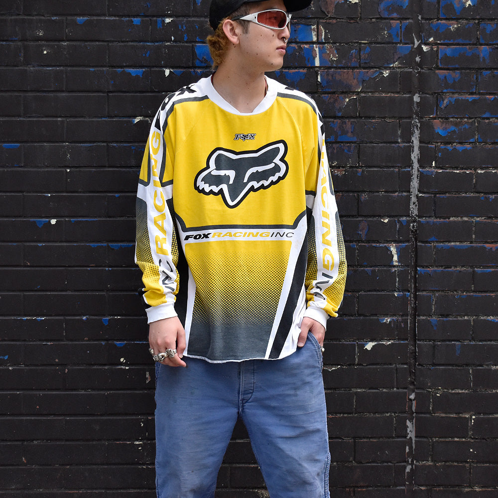 Y2K FOX RACING コットン レーシング ロングスリーブTシャツ 250609H