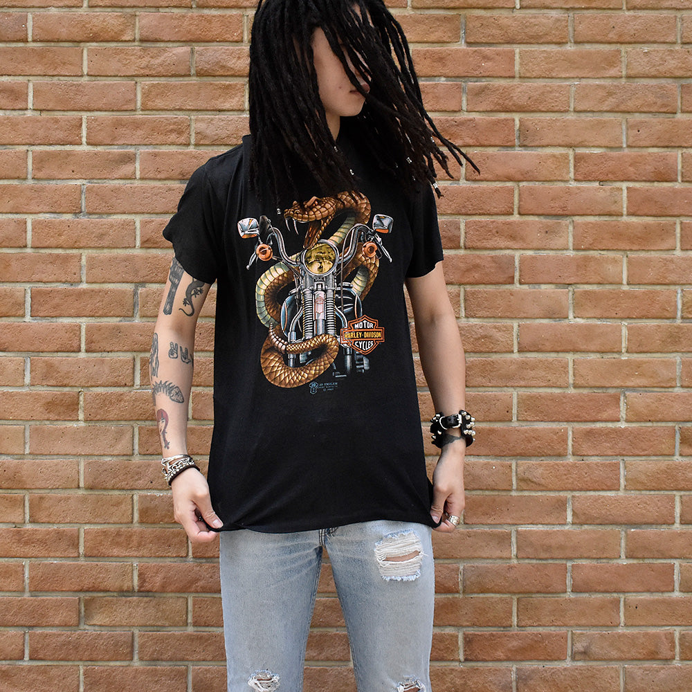 80's Harley-Davidson “スネーク” Tシャツ 3D EMBLEM USA製 240713H