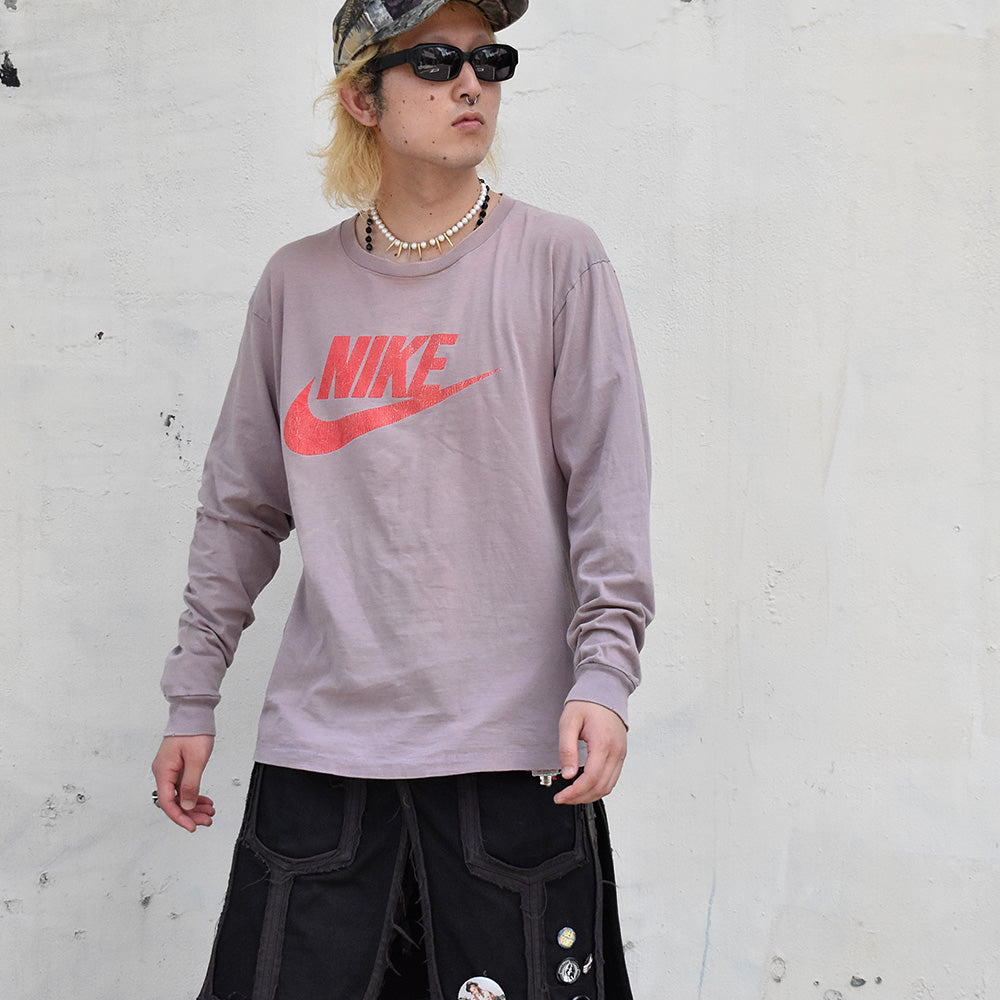 80's NIKE 紺タグ “NIKE logo“ ロングスリーブTシャツ 240801H