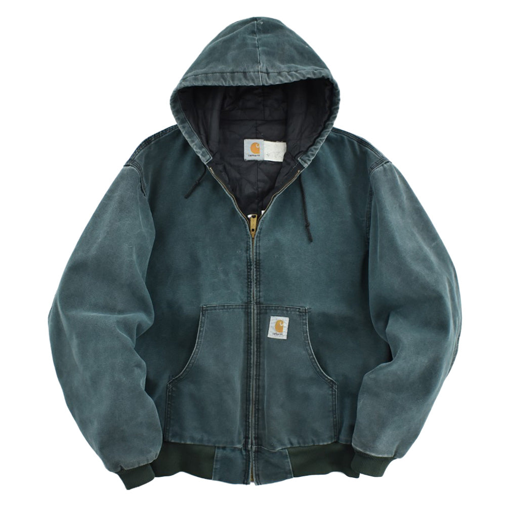 90’s Carhartt カーハート JQ243 アクティブジャケット ハンターグリーン フェード フード キルティングライナー USA製
