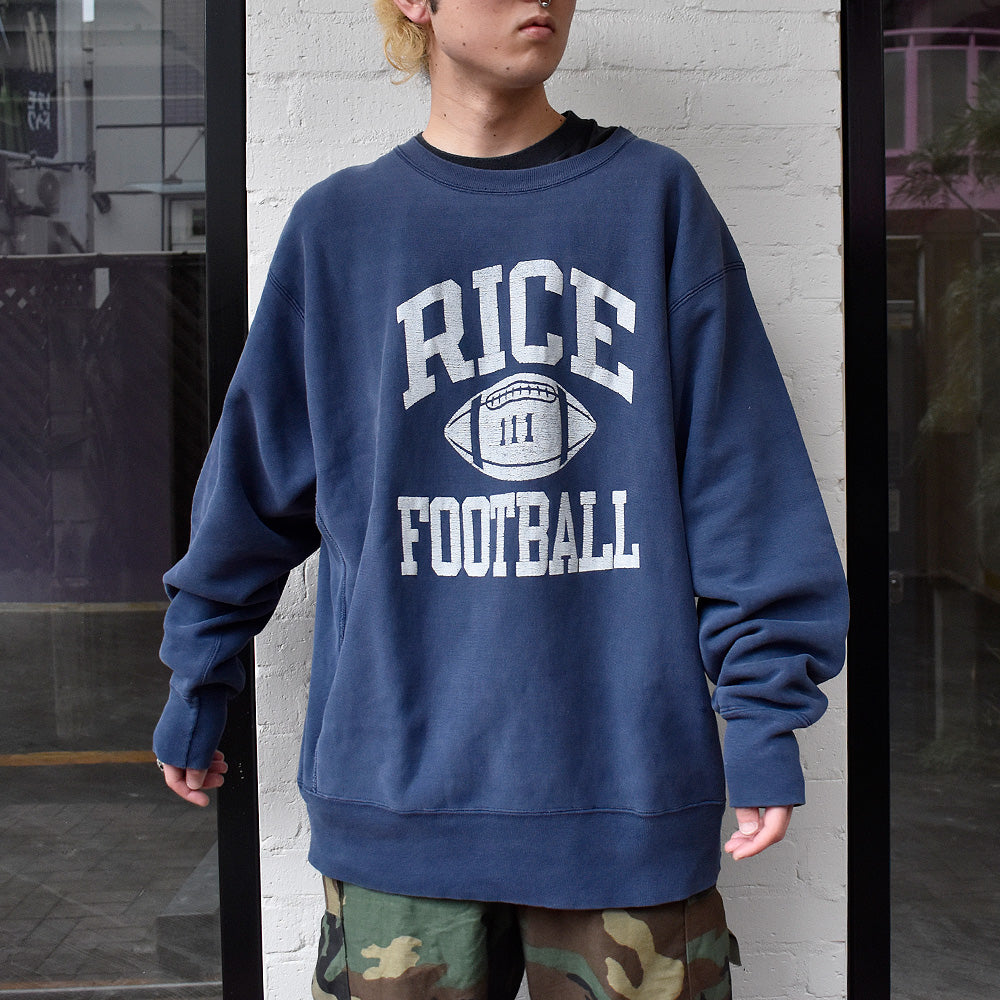 80's Champion “RICE FOOTBALL” 3段プリント RWスウェット USA製 240221H